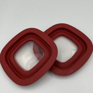 Lot Of 2 Rubbermaid Premier Square Snap Lid Replacement 5" RED - 10M1M2